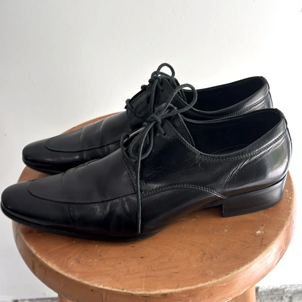 Ernesto‎ Dolani Black Leather Men's Oxford Dress Shoes Size EU38